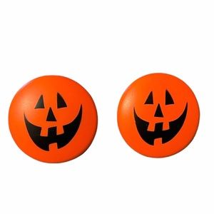 Vintage Halloween Orange Pumpkin Jack O Lantern Women’s Kids Earrings Clip On